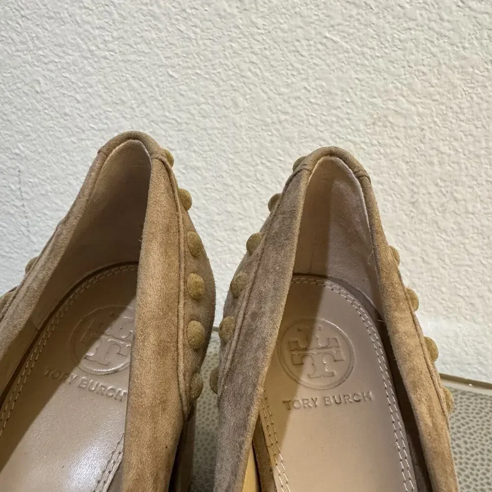Tory Burch Brown Tan Colt 85mm Soho Suede Pump Sz 8.5 M